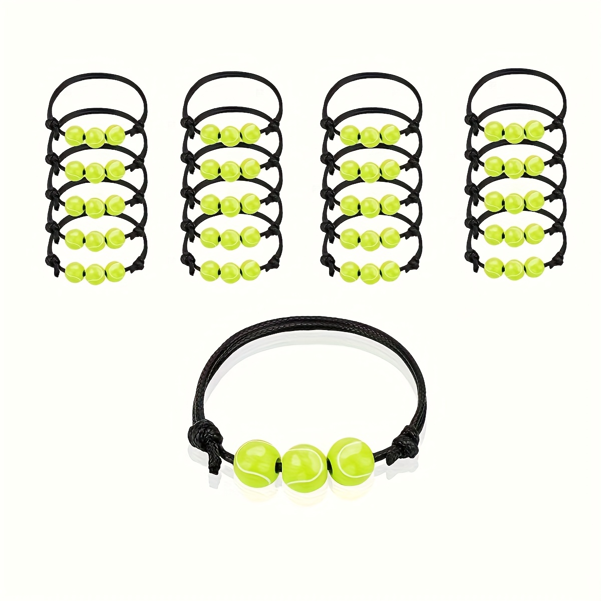 Image of 12pcs/20pcs Tennis Sports Hand Ropes And Cheerleading Cheer & Support Handmade Beaded Bracelets Set