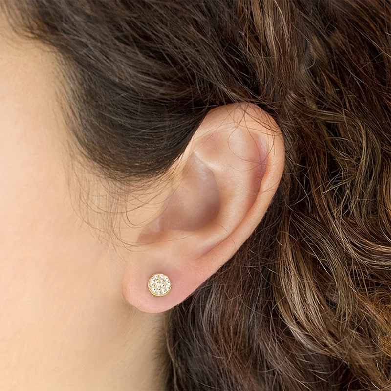 Women's Elegant Minimalist Round Stud Earrings, Golden-Tone Plated