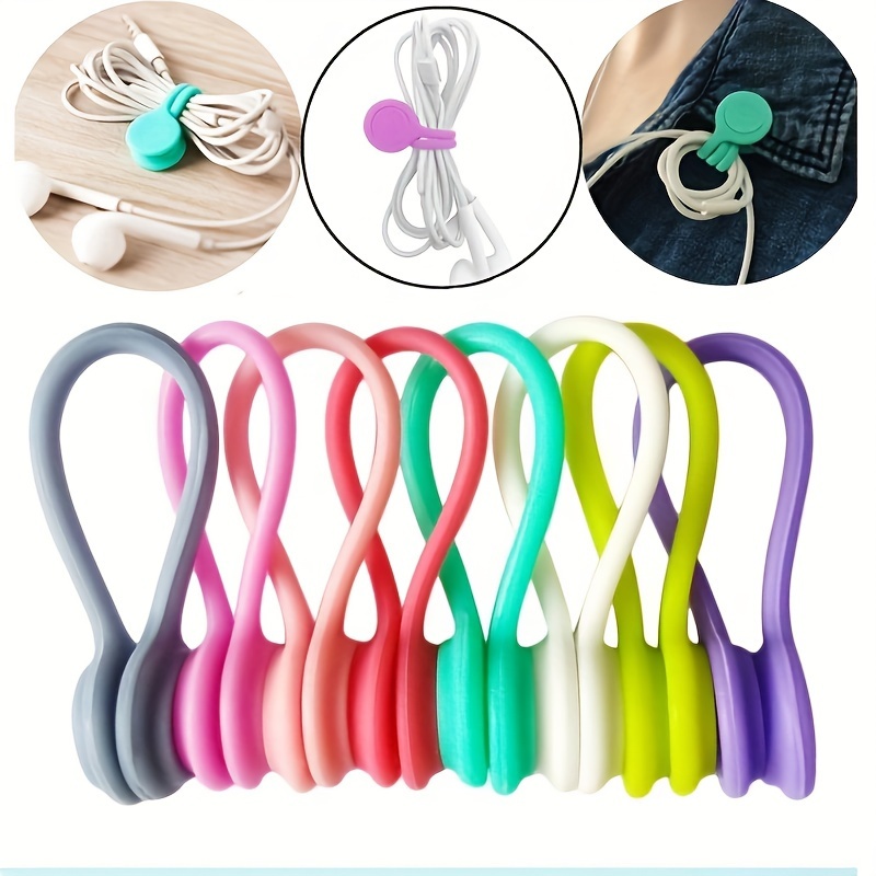 

10pcs Silicone Cable Organizer Clips, Magnetic Winder For Headphone And Data Cables, Cord Management Storage Accessories, Ideal Christmas Gift