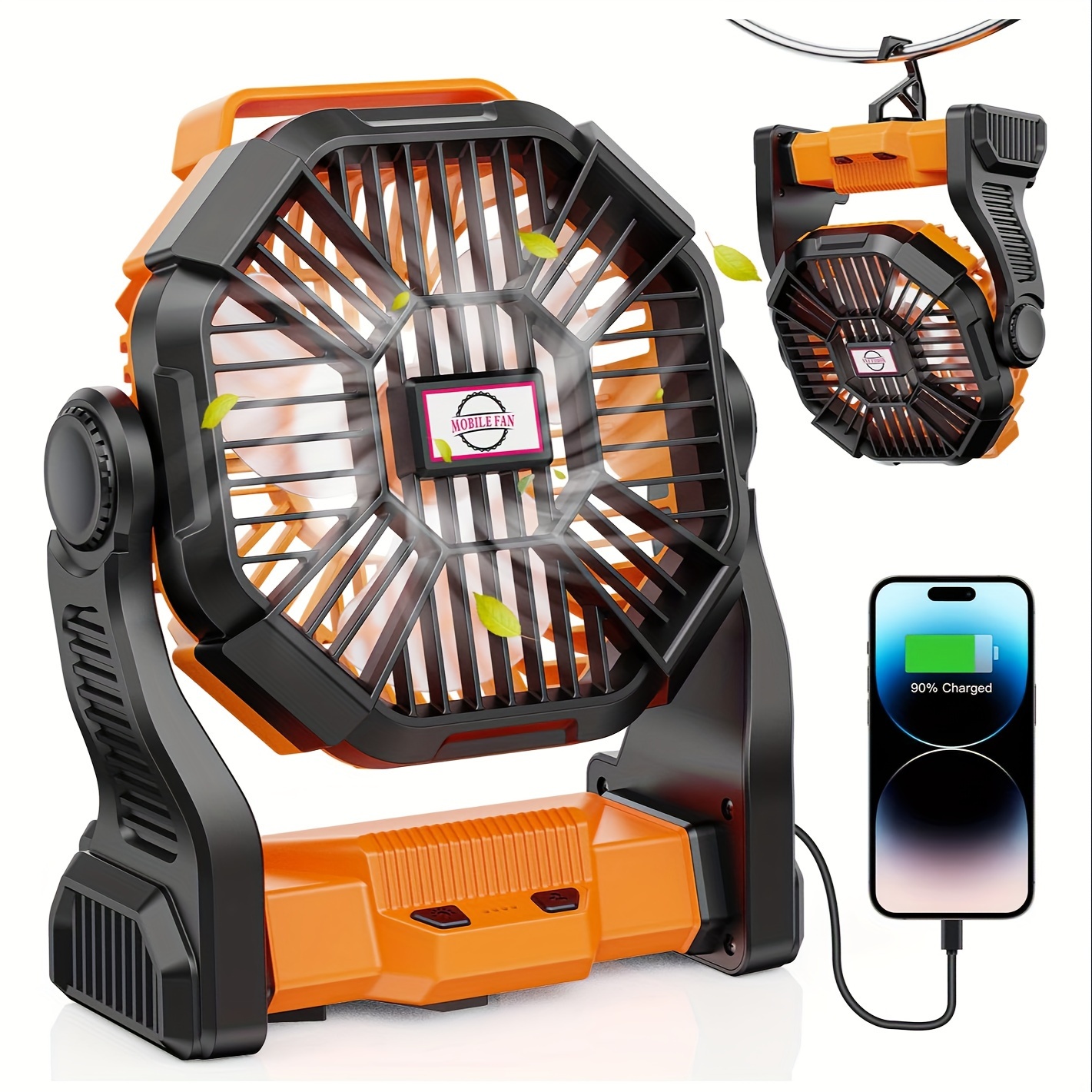 

Outdoor Fan, Rechargeable Camping Fan, Battery Powered Portable Fan, Built-in Led Lights Outdoor Fan, Quiet, Powerful Wind, Portable, Hangable