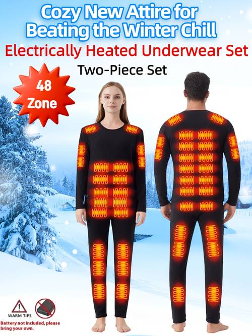 graphene thermal electric underwear set quick heating with three temperature settings full body heating thermal underwear and pants set batteries not included provided separately