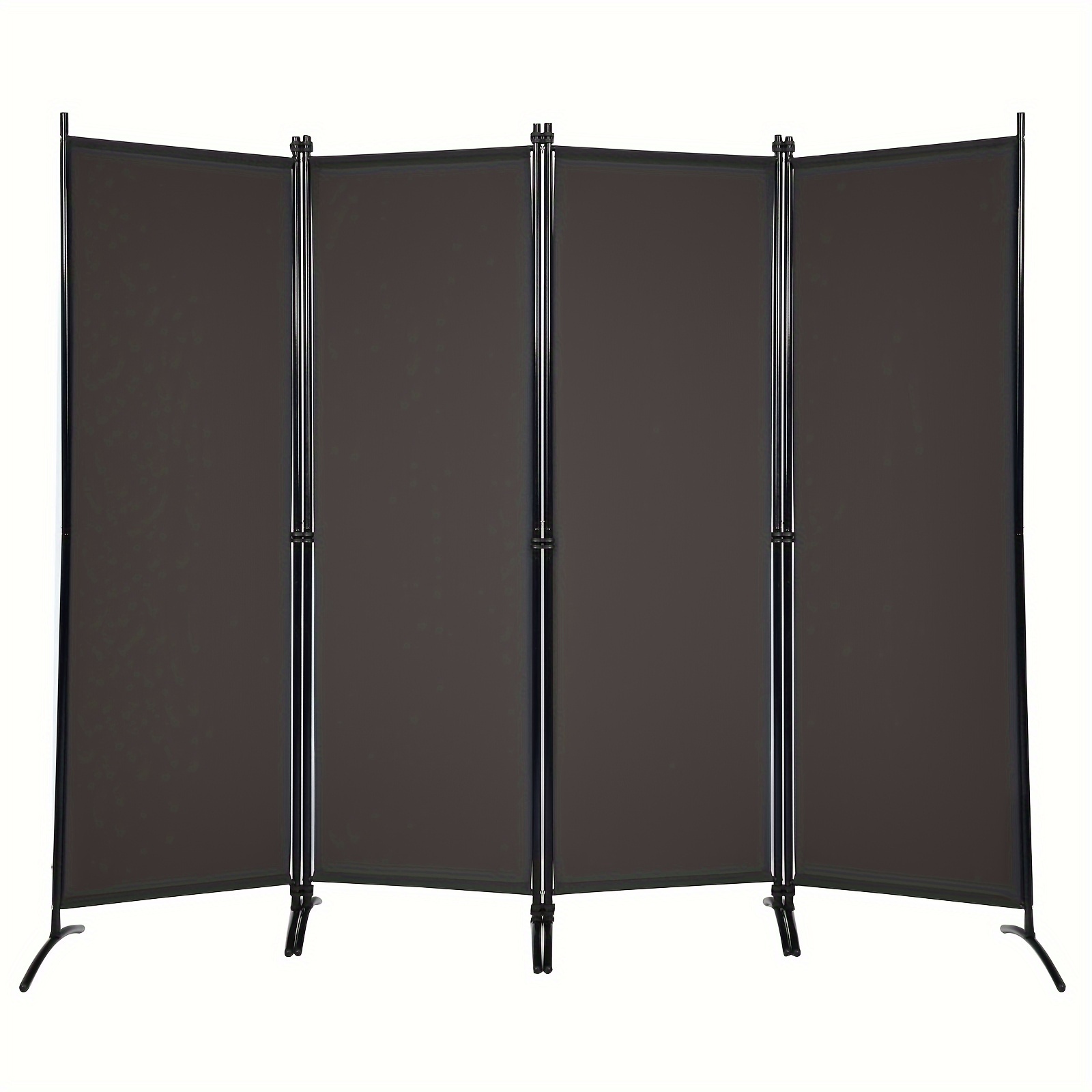 

4-.6ft Room Divider Folding Fabric Privacy Screen W/steel Frame Black