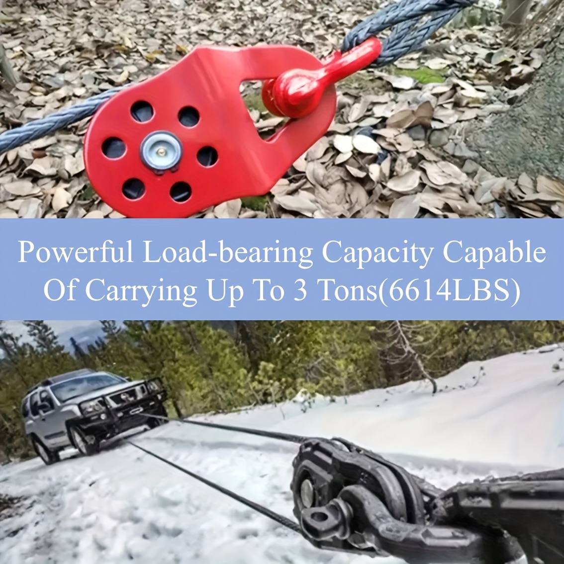 

High-strength 3t Winch - 3 Ton Winch Towing Blocks, And Tackle System Pulleys Offroad Recovery Accessory For Truck, Tractor, Atv, Utv Winch Hook Accessories.