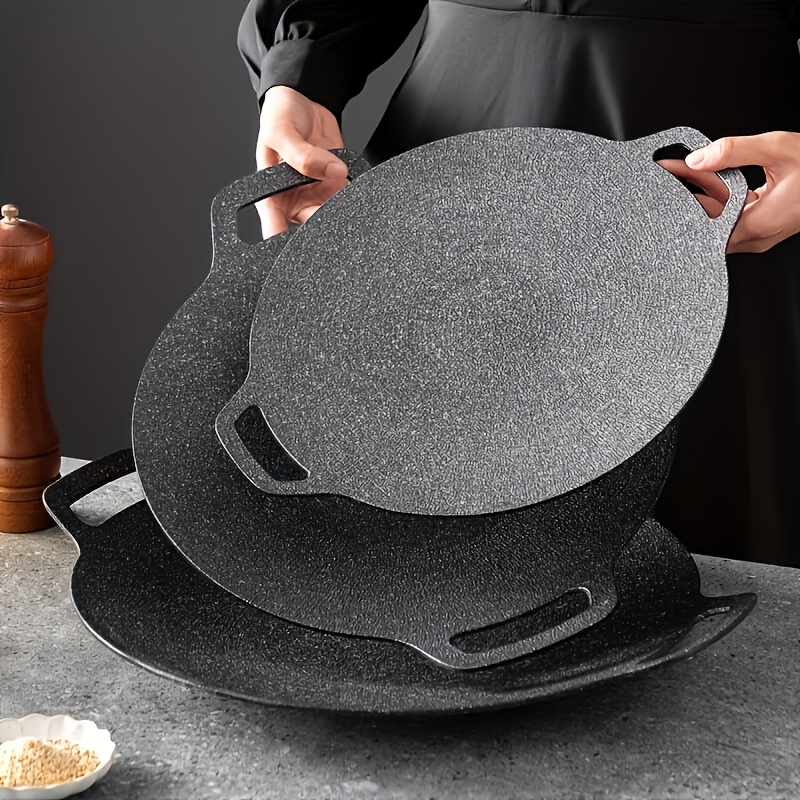 Portable Non-Stick Cast Iron BBQ Grill Pan - Easy Clean Indoor/Outdoor Cookware for Camping, Picnics & Backyard Grilling | Durable Multi-Use Frying Skillet & Griddle with Sleek Grill Design, Grills for Cooking, Picnic Essentials, Easyclean Surface