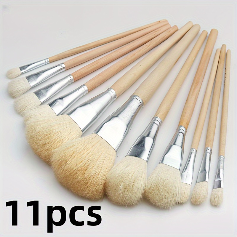Image of 11pcs, Wool Painting Pen, Wool Brush Soft Head Ceramic Golden Painting Watercolor Oil Brush Paint Brush