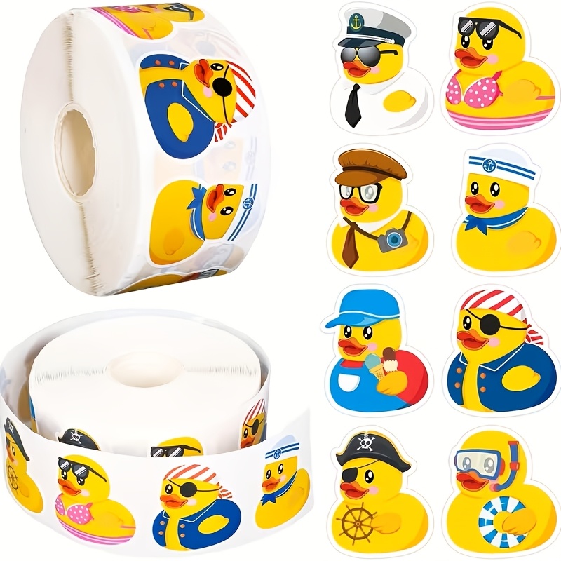 1 packung 500 stück/2 rollen niedliche entenkuken aufkleber lustige charakter enten klebeband niedliche dekorative etiketten aufkleber   aufkleber   für umschläge, wasserflaschen, scrapbooks und geburtstagsfeier dekorationen