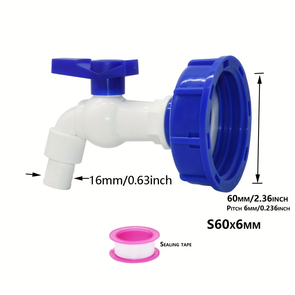 Image of Ibc Tote Tank Valve Adapter Connector With Spigot, 1/2 Inch Faucet Tap Replacement For European And American Coarse Thread, Plastic Water Hose Outlet For Garden And Industrial Use