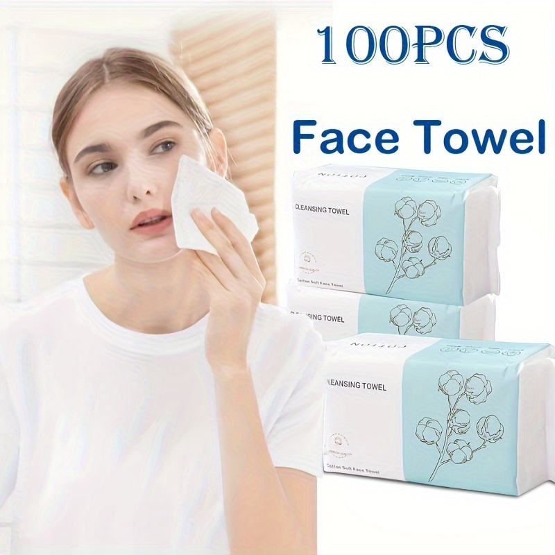 

100pcs Hypoallergenic Disposable Towels, Thickened Towels, Absorbency Makeup Removal Washcloths