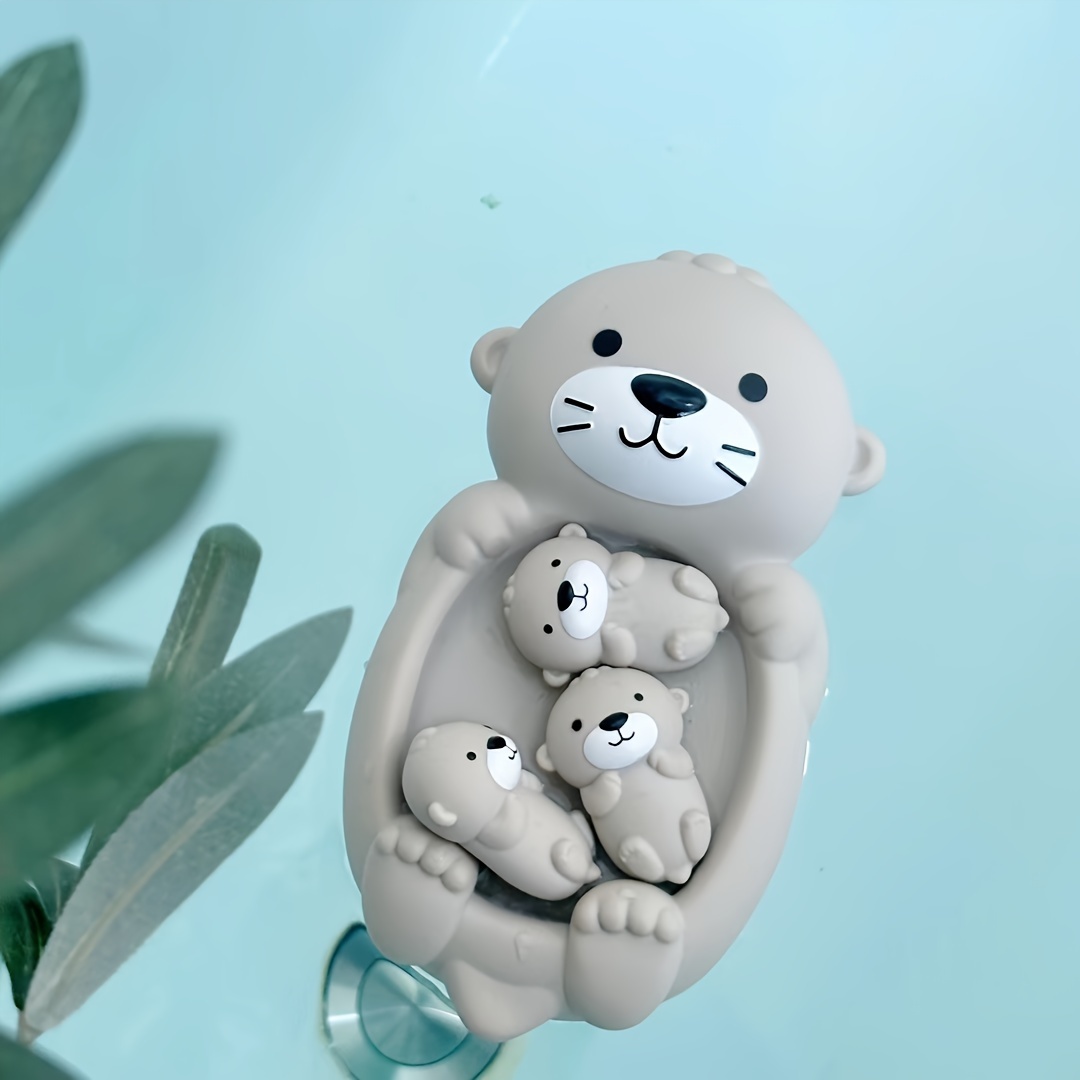 silicone otter bath toy set for kids floating seal water play set with   music stacking height and floating   ideal for infant and toddler   fun details 4