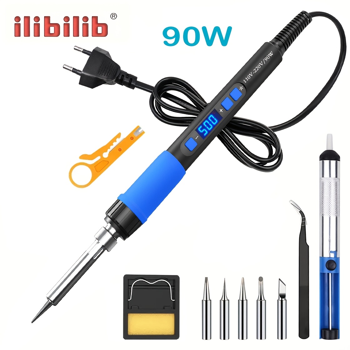 TEMU Ilibilib 90w Professional Soldering Kit, Temperature 180-500°c Adjustable, Automatic Sleep, Intelligent Switch, Including 5pcs Soldering Tips,