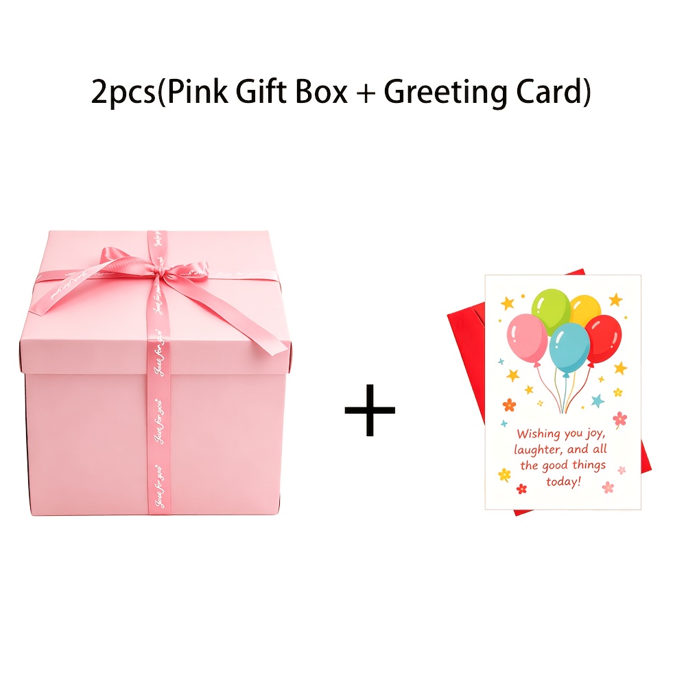 TEMU 2 pièces : 1 boîte à exploser + 1 carte de vœux avec enveloppe, boîte à explosion avec carte de vœux assortie, grande boîte cadeau enveloppée de