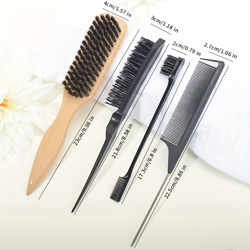 deluxe bristle hair brush comb set edge control styling