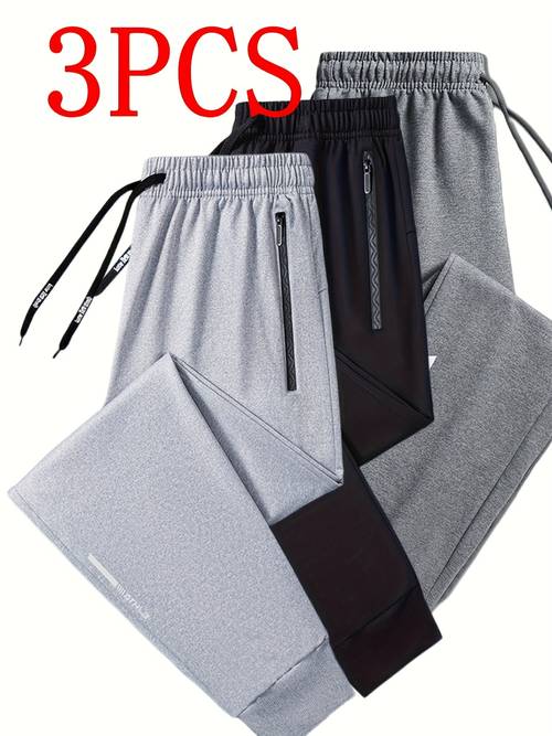 item picture 3pcs mens pants sports casual stretch loose premium zipper leg pants outdoor gifts mens sweatpants sweatpants men joggers for men pants for men mens trousers gifts for men mens christmas gifts mens gifts ideas