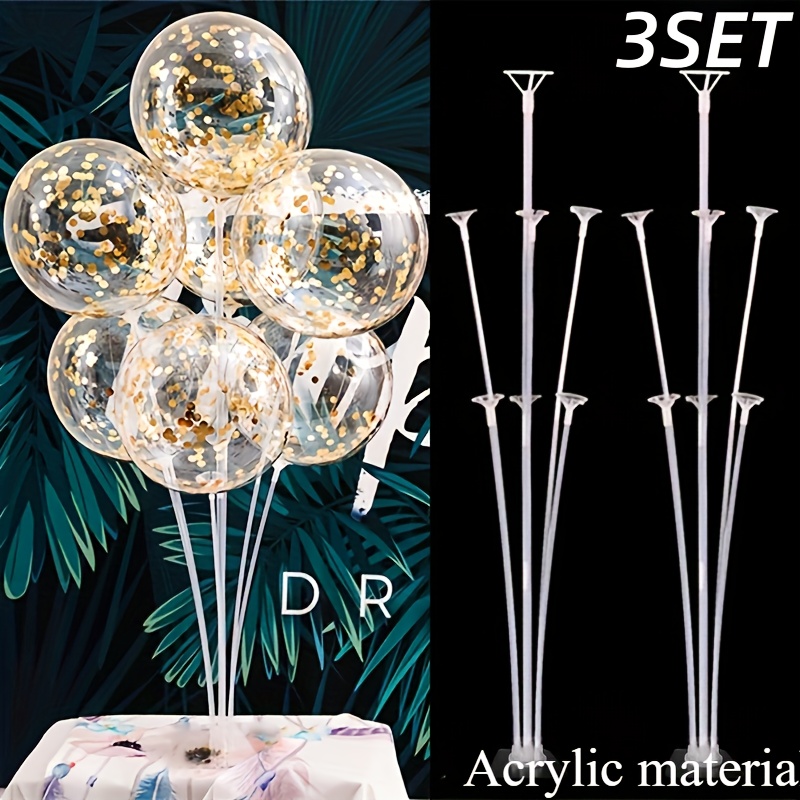 3pcs set durable acrylic balloon stand with self   base for weddings birthday parties bachelorette parties graduation season no charging required easy to assemble durable and reusable