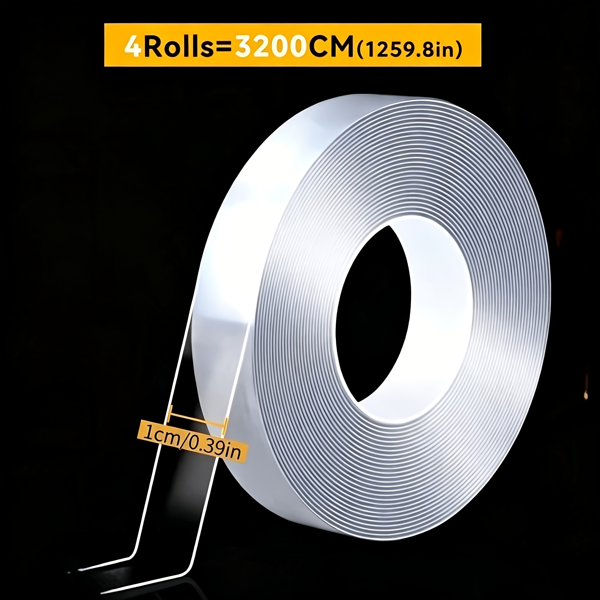 4 Rolls Heavy Duty Double-sided Tapes | Total Length 60m, 1cm X 15cm, Transparent Strong Adhesive, Suitable For Home Decor, Stickers, Electronics