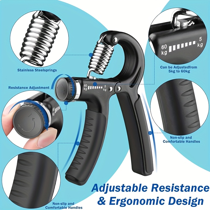Adjustable Resistance Hand Grip Strengthener - 11 to 132 Pounds (5 to 60 Kg), Forearm Enhancer for Improved Grip Strength, Muscle Gain & Rehabilitation, Durable PP Material, Perfect for Easter & Valentine'S Day Gifts