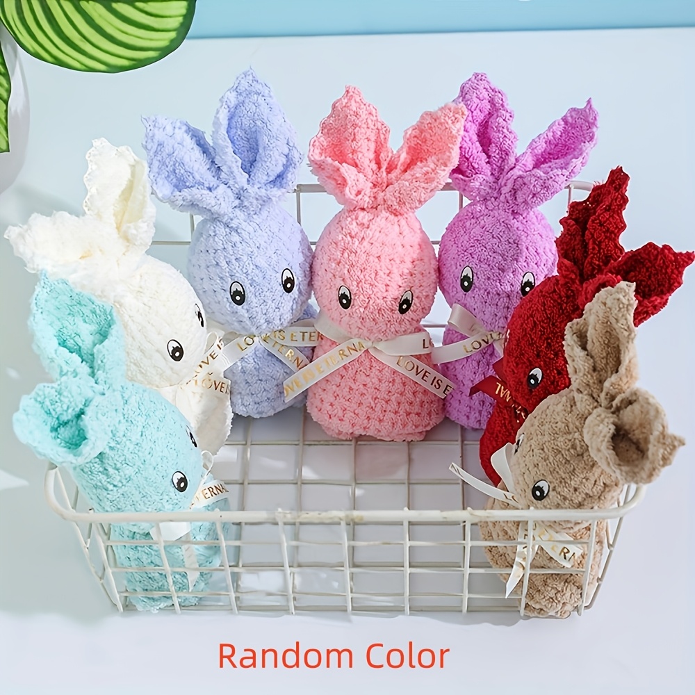 Image of 7pcs Cute Rabbit Towels, Random Color, Small Gift Square Towels, Perfect For Kitchen And Bathroom, Wedding, Birthday, Party And Back To School Gifts