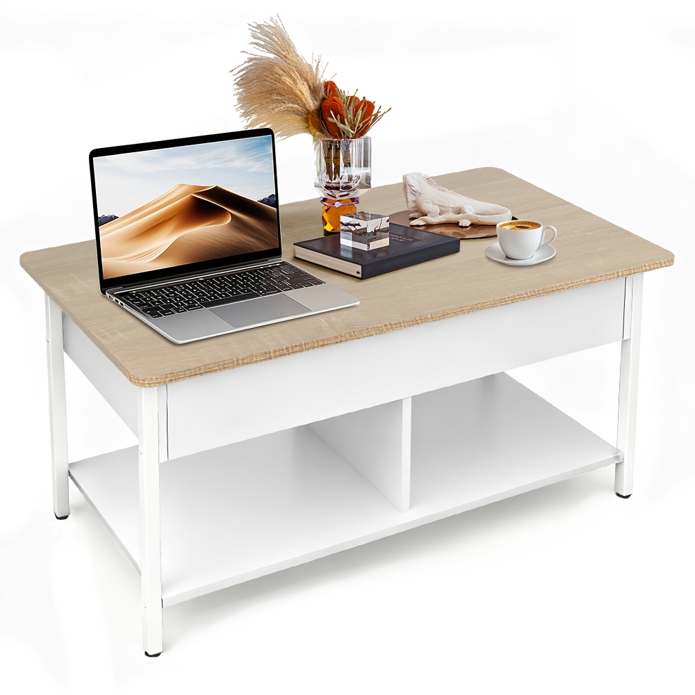 Nordic -adjustable Coffee Table With Storage, 90x48x62cm, Suitable For Small Living Rooms, Minimalist Sofa Table, Adjustable Height, Hidden Storage, Convenient Adjustable Height Side Table