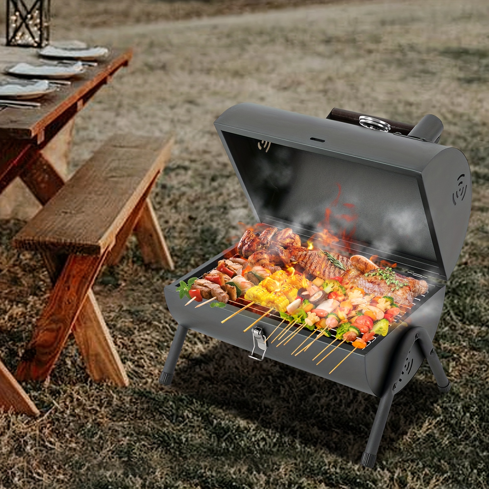 adjustable portable charcoal grill multi functional metal - Temu