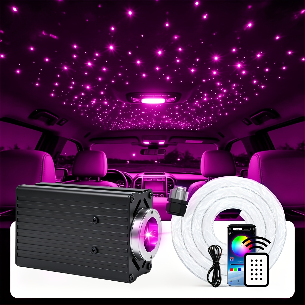 Image of 14w Kit, Twinkle & Sound Rgbw Fiber Optic Lights With App & Remote Control, Star Lights For Ceiling Decoration