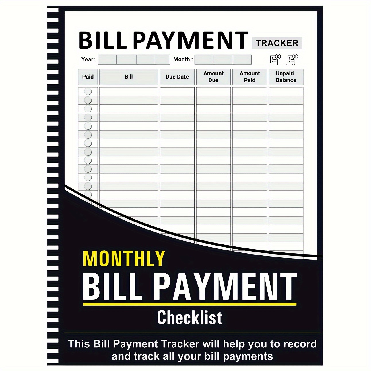 

Monthly Payment Checklist, Spiral-bound Notebook, Office Supplies, Calendar & Personal Planning, Adult Use, English Language