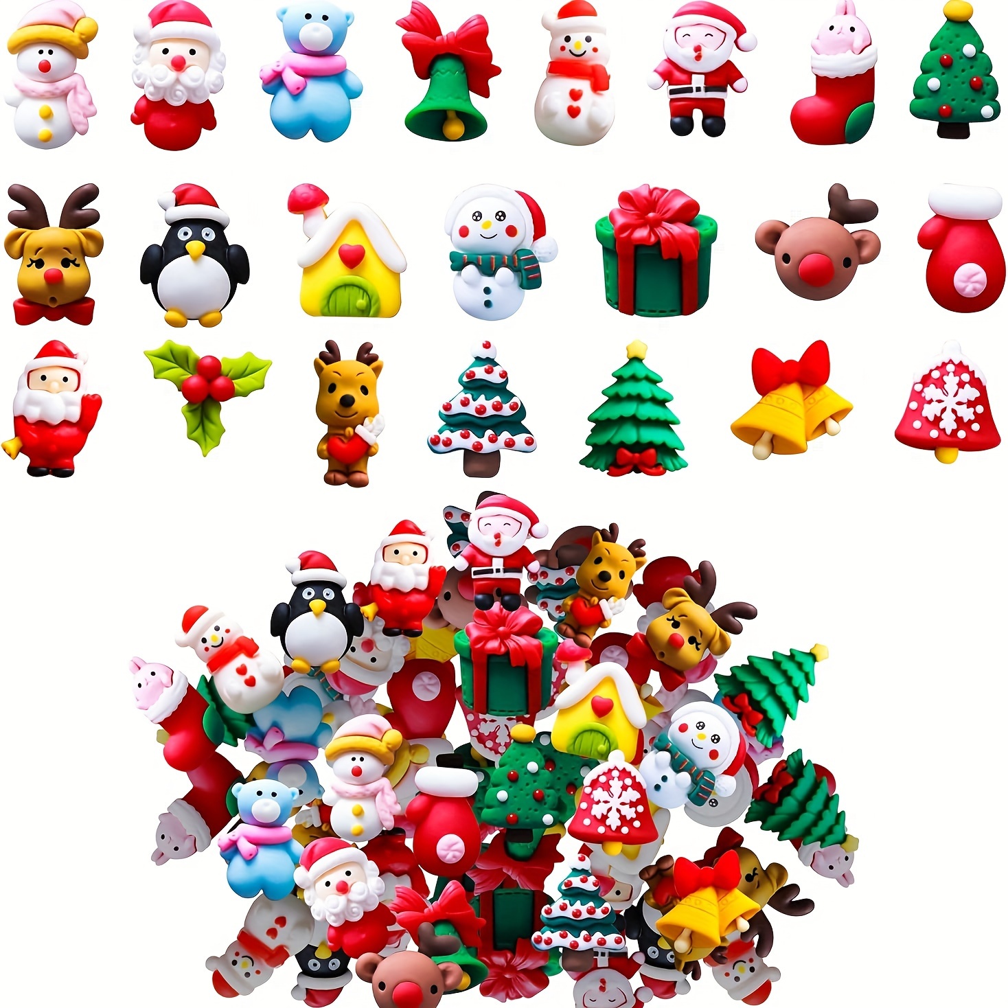 

25pcs Christmas Miniature Figurines Set - Resin Crafts For Diy Fairy Gardens, Dollhouses & Winter Decorations