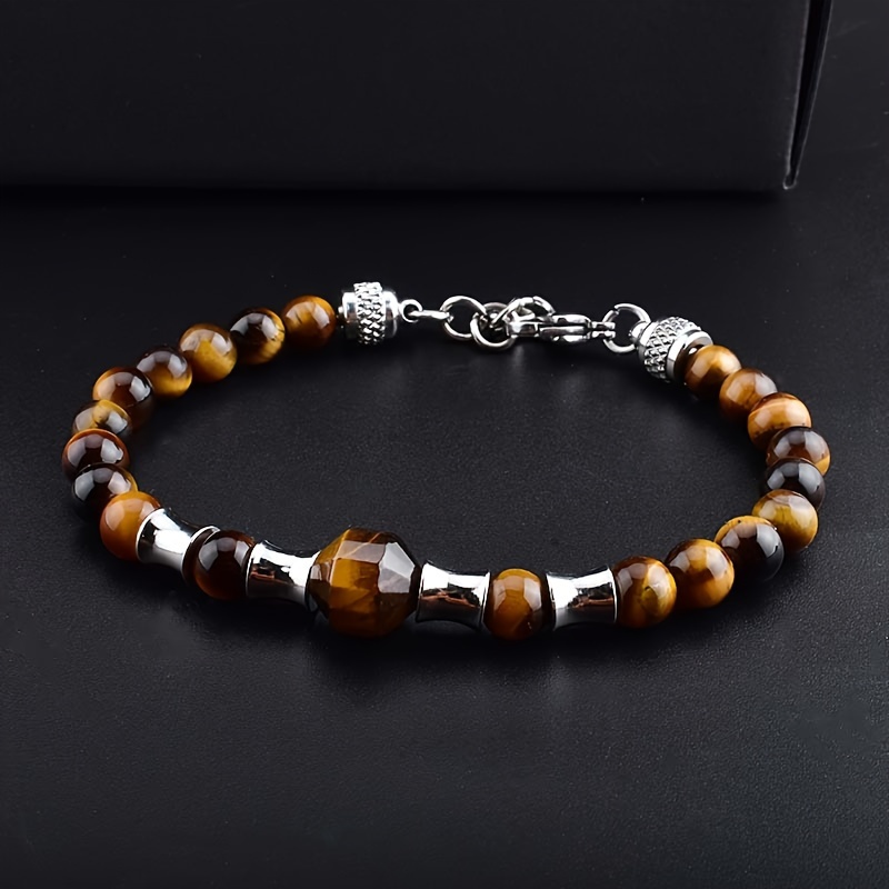 TEMU Stylish Men' Steel 6mm Tiger Bracelet - & , Perfect Gift And , Multi-, Fashion,