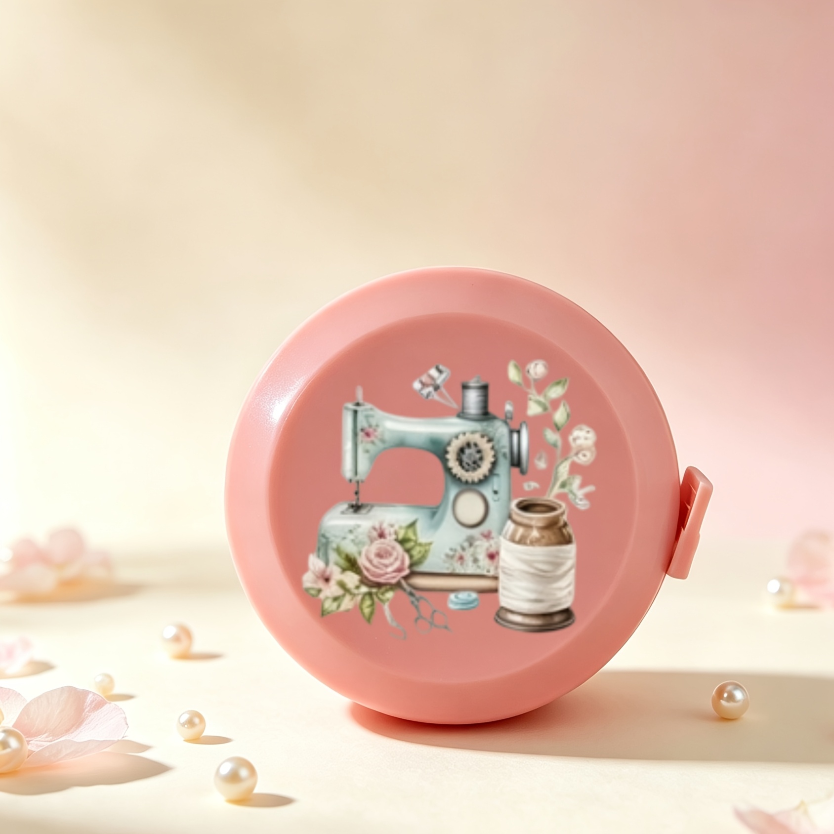 TEMU Ruban à Mesurer Rétractable Rose avec Imprimé Machine à Coudre, Échelle de 150 cm/60 pouces, Mini Ruban à Mesurer Souple et Portable, Convient ,