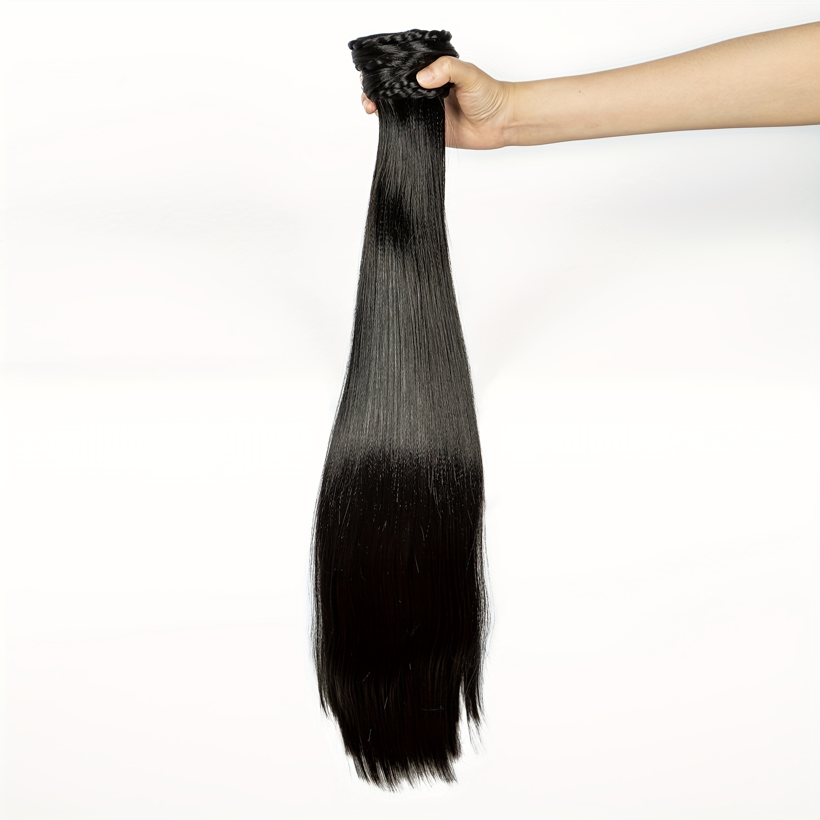 elegant straight ponytail hair extension for women synthetic clip in tail hairpiece versatile accessory for all fashion fiber chic ponytail extension details 6