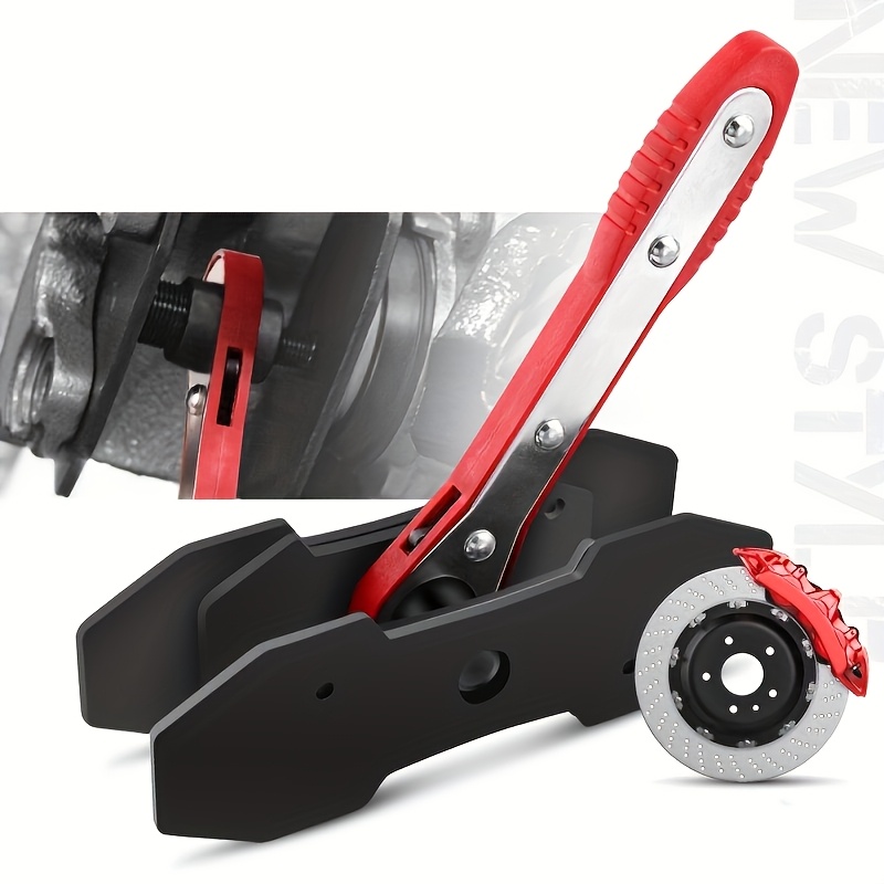 TEMU Brake Caliper Compression Tool, Brake Caliper Tool With 360 Degree Swing Ratchet, Brake Caliper Piston Compression Tool With 2pcs Spacers, Suitable For Auto Repair, Red