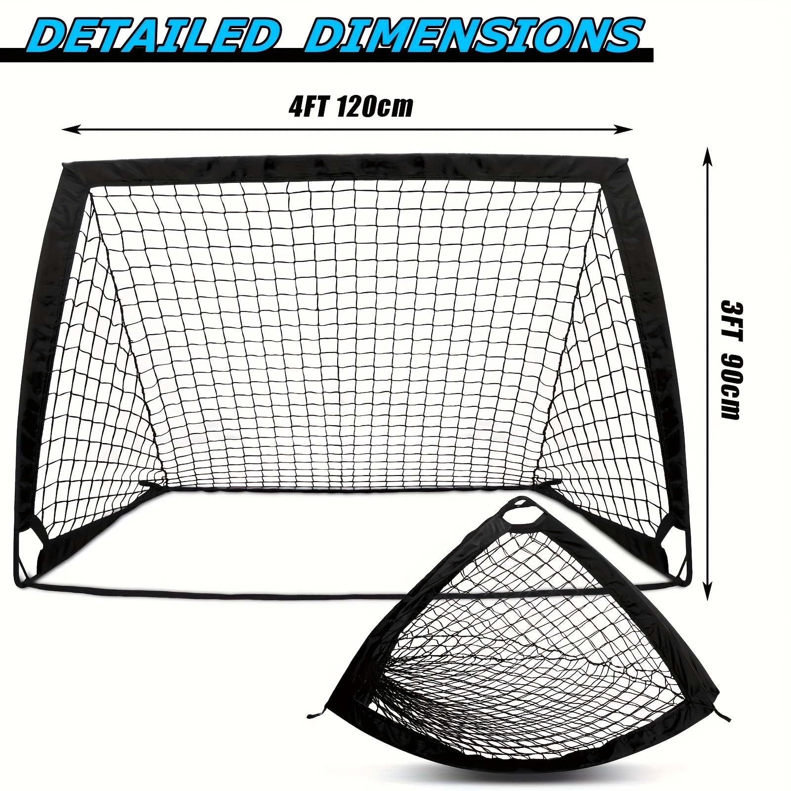Soccer Goal 4x 3ft. Portable Soccer Goal for Backyard Or Indoor Pop-up Soccer Net with 6 Training Cones, Carry Bag, 8 Ground Stakes