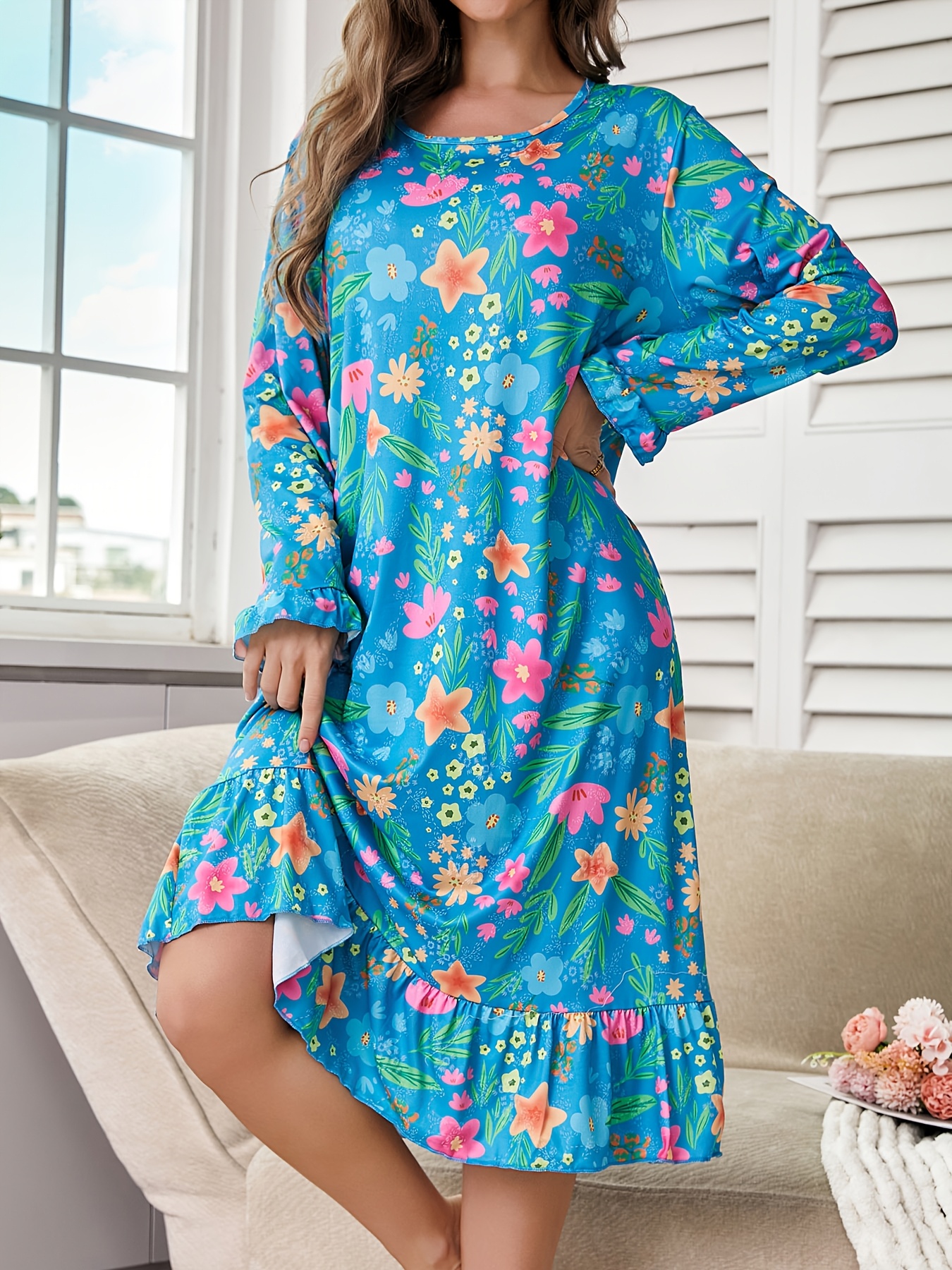 chemise nuit femmes 2025 manches longues pyjama décontracté Temu