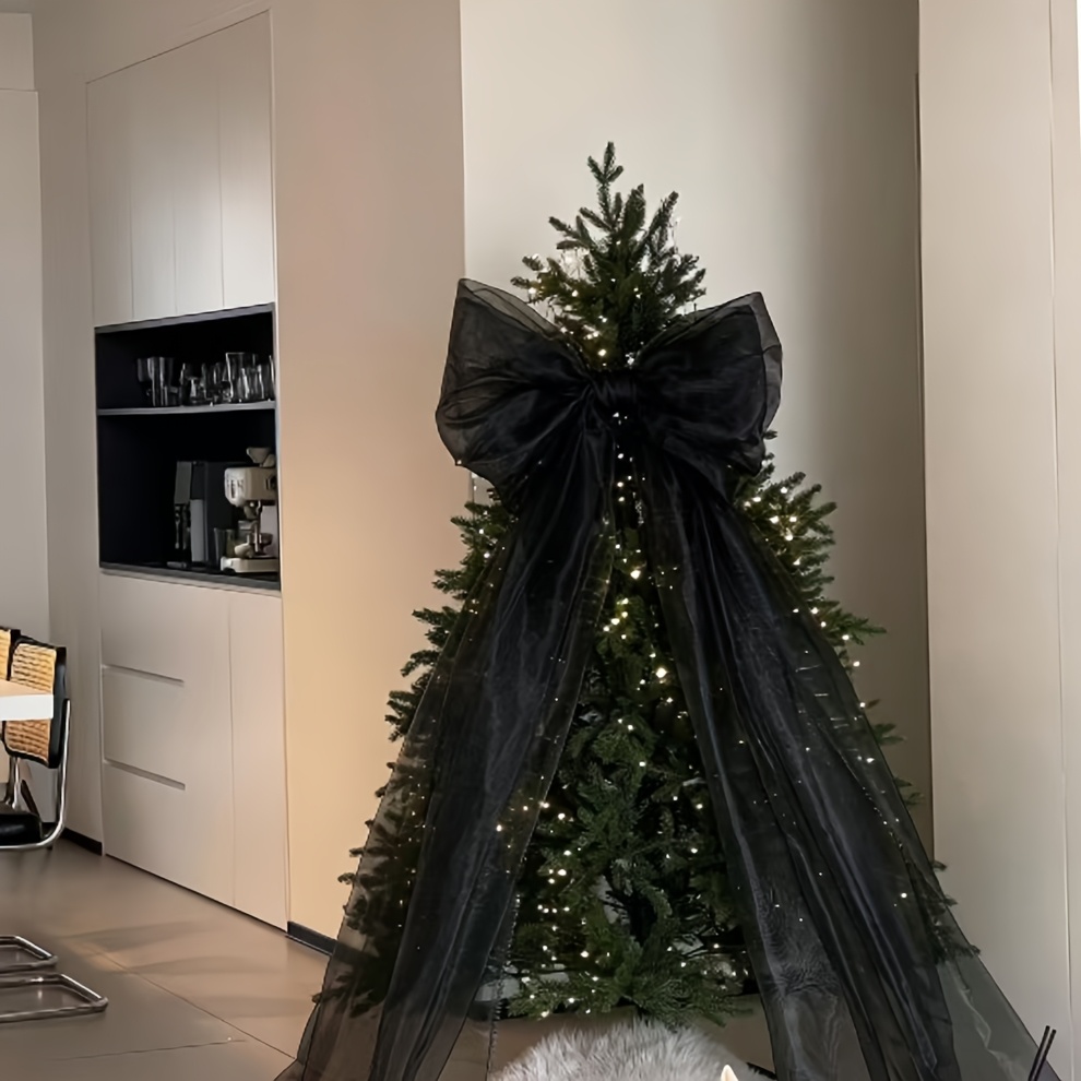 TEMU New 1pc Extra Large Black Bow Halloween Christmas Birthday Wedding Holiday Indoor Outdoor Venue Atmosphere Decoration