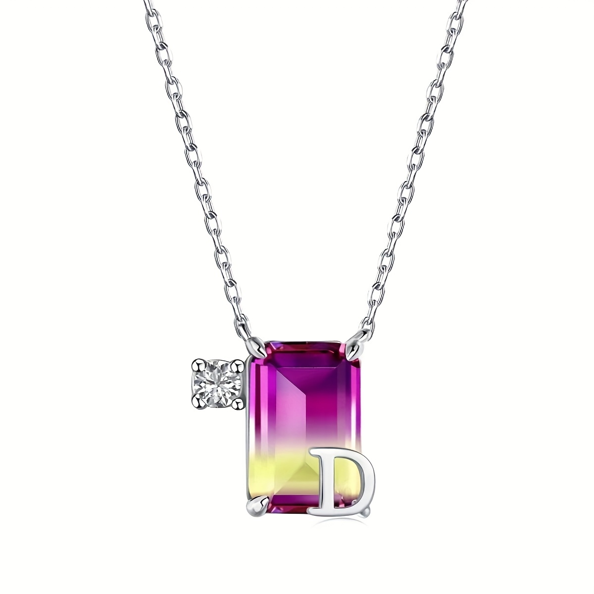Women's Sterling Silver Alphabet Initial Letter Pendant Necklace