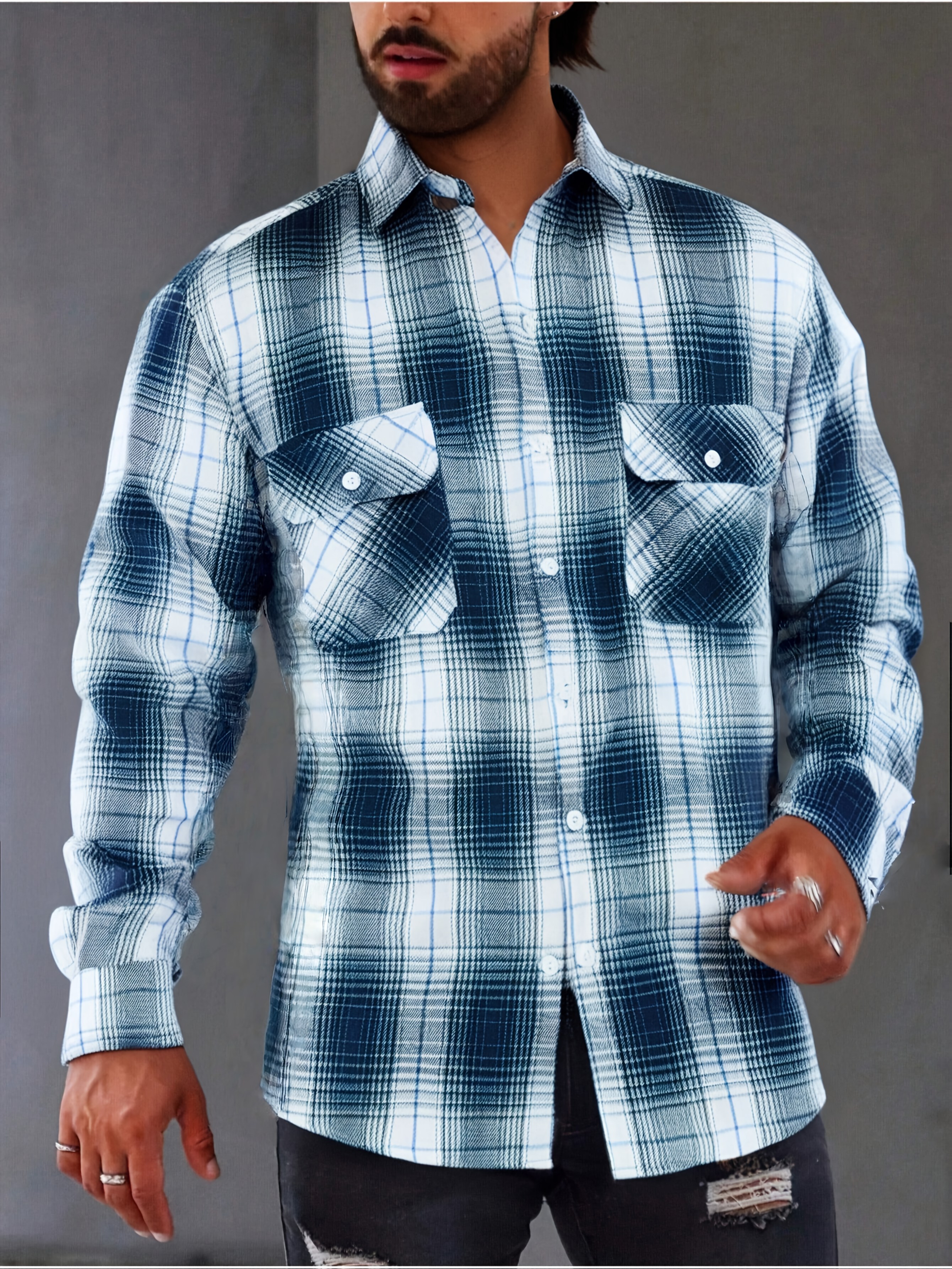 Chemise à Carreaux Homme — Vintage & Décontractée Chemise Vintage à Carreaux Verts et Marron pour Homme, Style Décontracté à Poches Doubles pour Printemps/Automne, Haut Polyvalent, Design Rétro à Carreaux, Coupe Détendue, Lavage à la Main, Tissu Non Élastique, Chemise Homme, Coupe Régulière, Pour Passionnés de Vêtements de Travail, Tenue Décontractée, Taille Chinoise, Veuillez Consulter Attentivement le Guide des Tailles