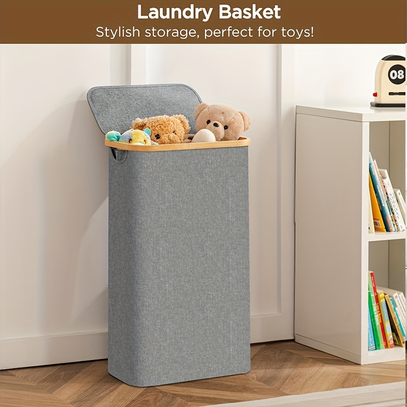 1pc laundry hamper with lid 60l slim laundry hamper with removable inner bag foldable dirty clothes hamper for bedroom bathroom laundry room   tall clothes hamper with handles foldable laundry hamper storage basket laundry baskets details 18