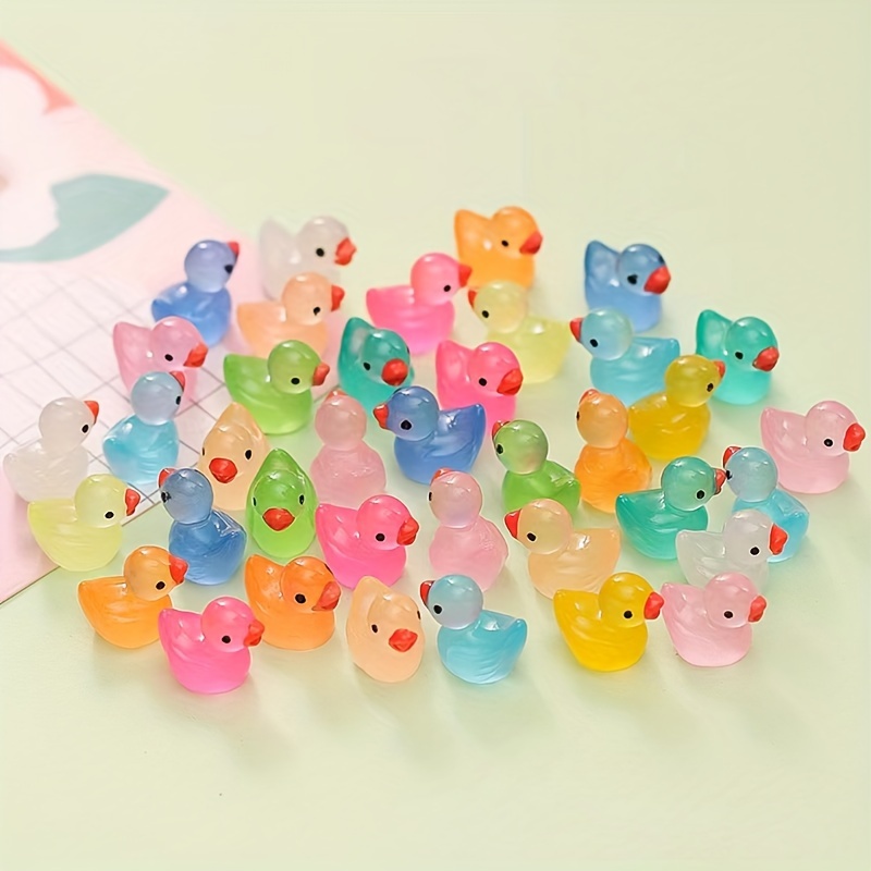 

50pcs Mini Light-up Ducks - Cute Resin Car & Home Decor, Handcrafted Party Favors