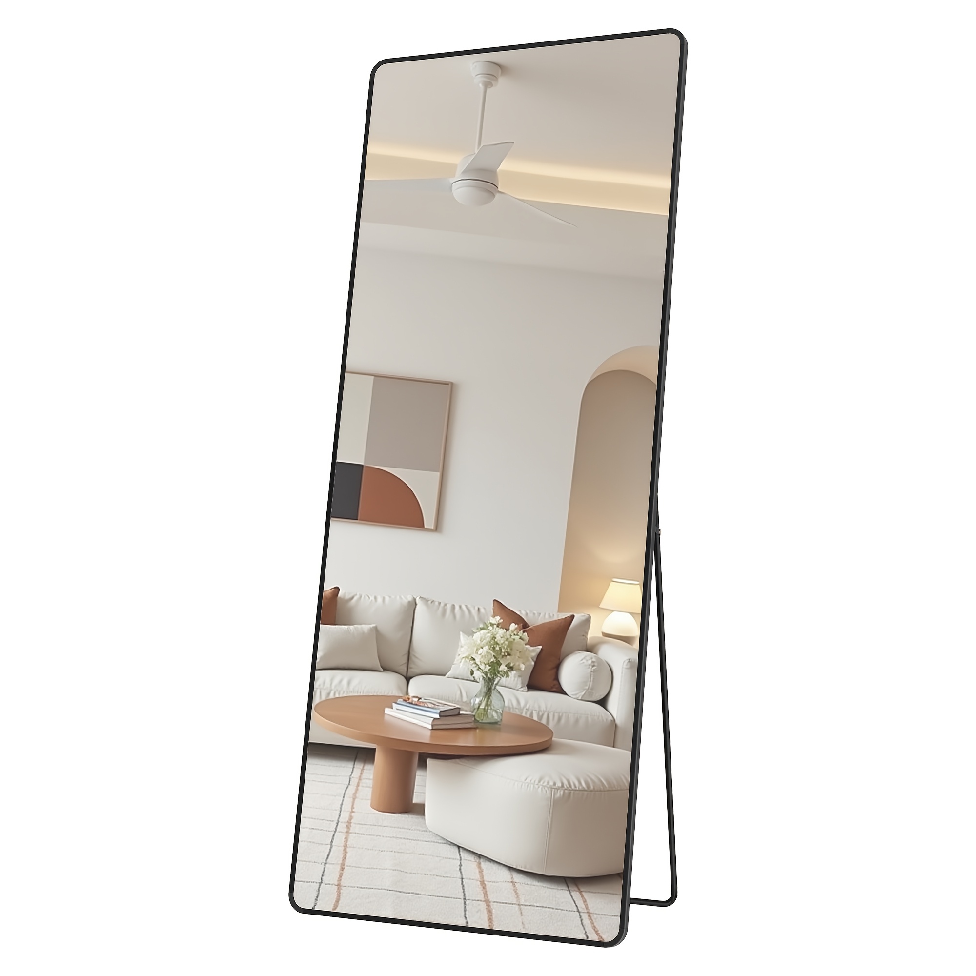 TEMU Espejo corporal rectangular, espejo de cuerpo de vidrio templado, para en pared o puerta para vestidor, dormitorio, , , 165 x 60 cm