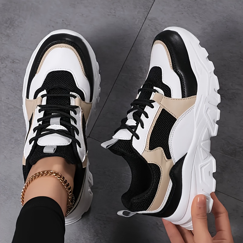 Image of Women's Sneakers Spring/autumn Mesh Breathable Casual Dad Shoes With Soft Sole, Lightweight Travel Running Shoes, Women Shoes