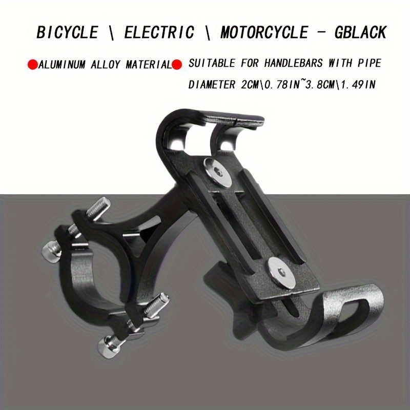 

Versatile Handlebar Holder| Black Aluminum Alloy Bike & Motorcycle Phone Holder - Rotatable Handlebar Mount With Detachable Rubber Strap, 360° Adjustable For Viewing