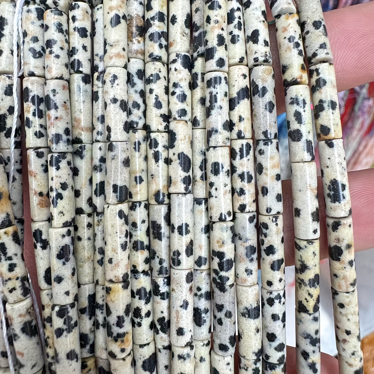 4X13Mm Natural Spotted Rectangular Straight Tubes Loose Beads