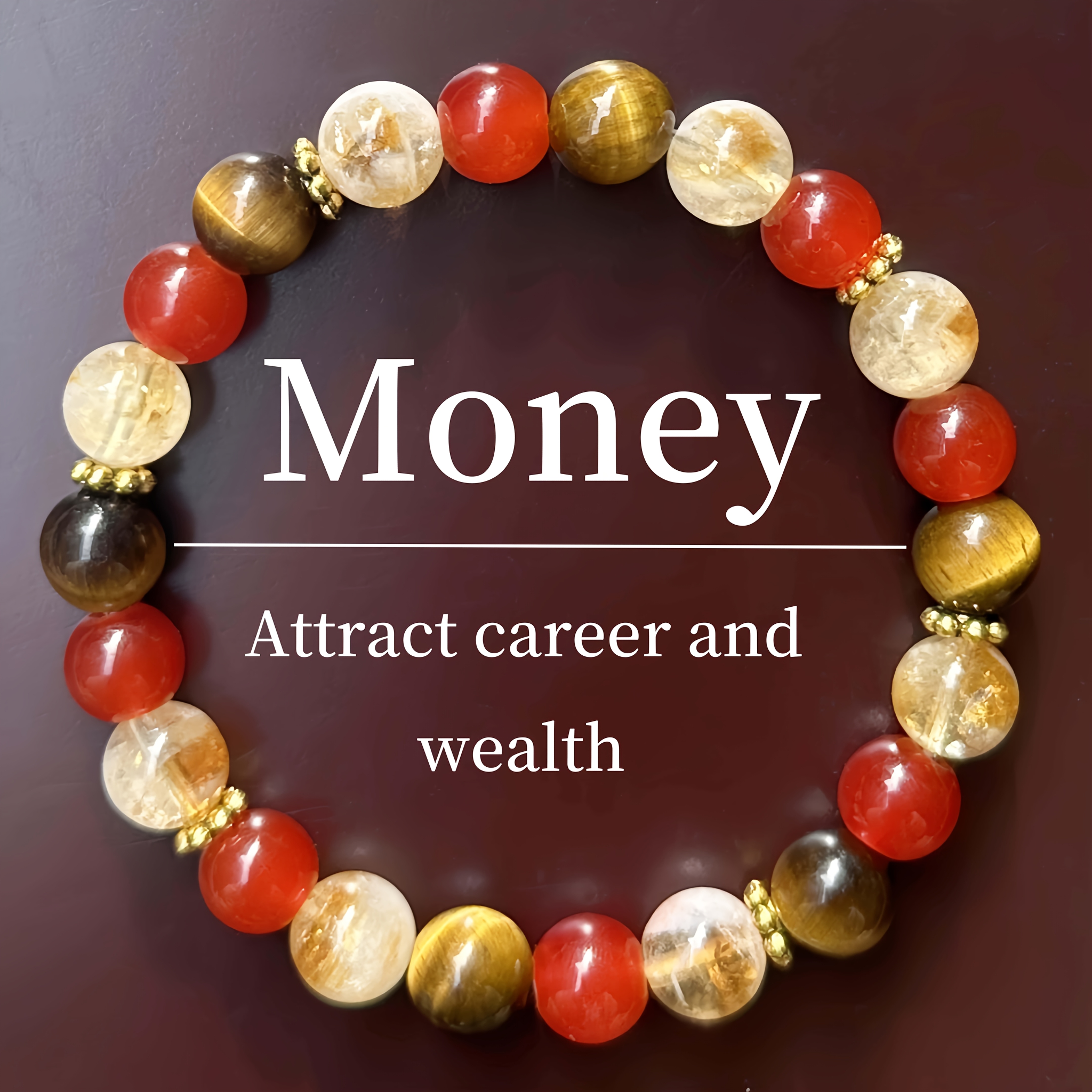 Image of A Single Piece Of Vintage-inspired Bracelet Made Stones, Featuring Tiger Eye And Red Agate On An Elastic Cord, Designed To And , Perfect For Gifting To