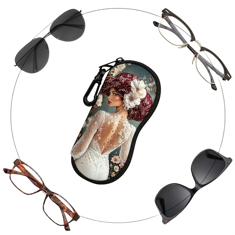 1pc Noble Lady Pattern Glasses Pouch, Soft Durable Storage Bag