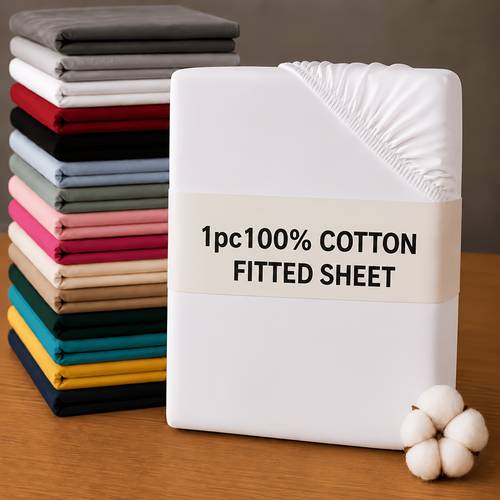 item picture 2026 new model easy to cotton solid color fitted sheet soft and comfortable simple and luxurious suitable for height 30 81inch fits all bed types machine washable anti pilling and fade resistant
