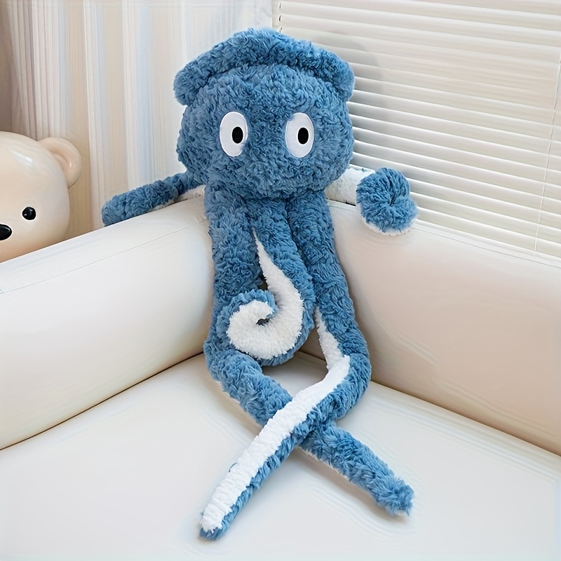 Blue Red Longleg Squid Plush Pillow Soft Stuffed Animal Cushion with  Cute Cartoon Eyes Home Decor, Birthday Gifts, and Cozy Bedroom Accents, 