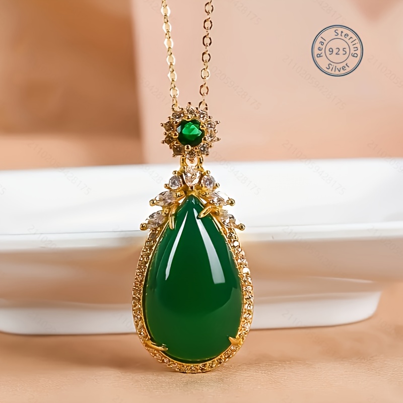 

Luxury Onyx Emperor Green Pendant Necklace, Anniversary Gift Gift For Relatives And Friends Mother's Day Gift, Gift Box