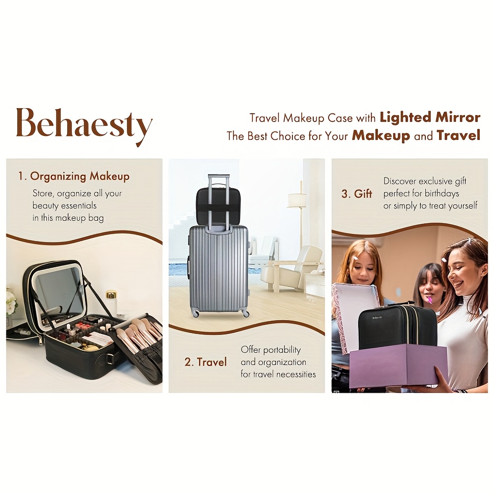 travel makeup bag led lighted make case Temu