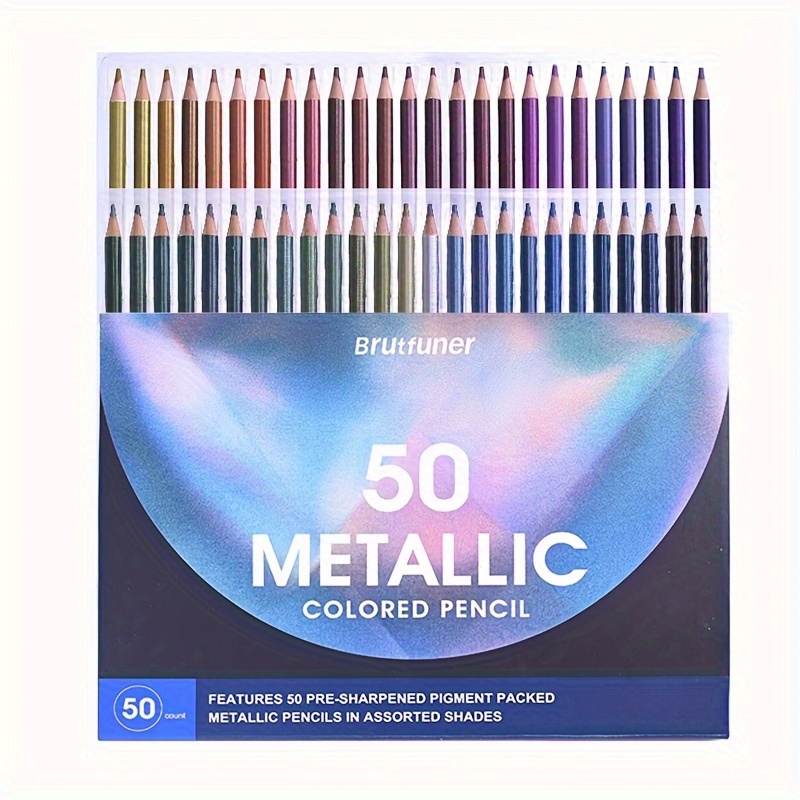 

50 Colors Metallic Colored Pencils Drawing Golden Pencil For Artist Supplies Stationery