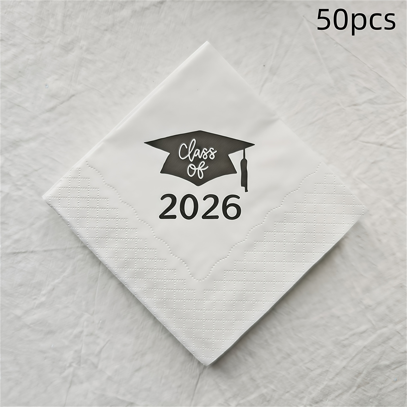 Image of 50pcs 2026 Graduation Season Party Tabletop Decoration Disposable Napkins, Graduation Ceremony Supplies For Halloween、christmas