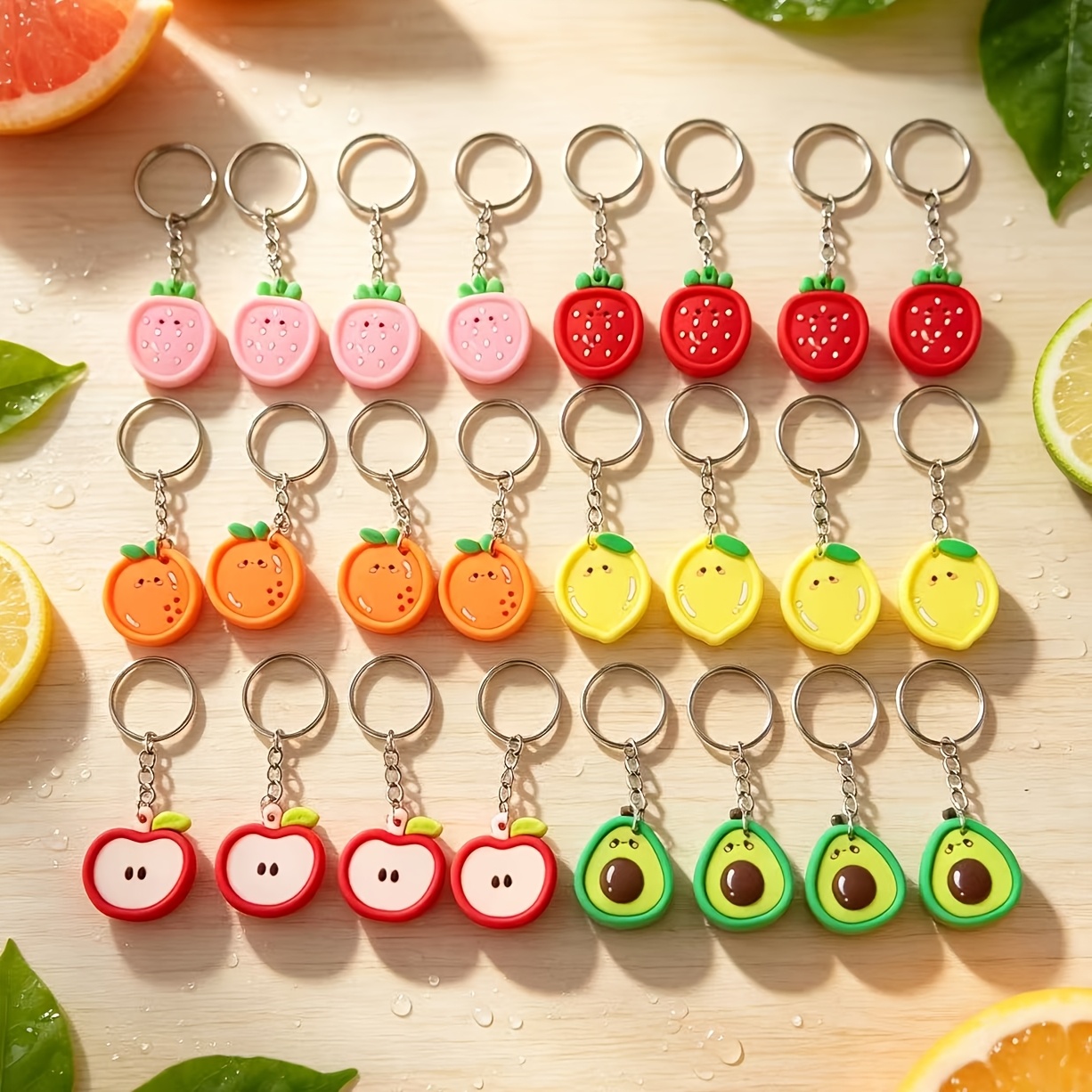 TEMU Random 22pcs Cute Fruit Charms, Multi-styles Available, Recommended Small Gift, Fruit Charms For Keys, Bag Additions, Party Decoration Supplies